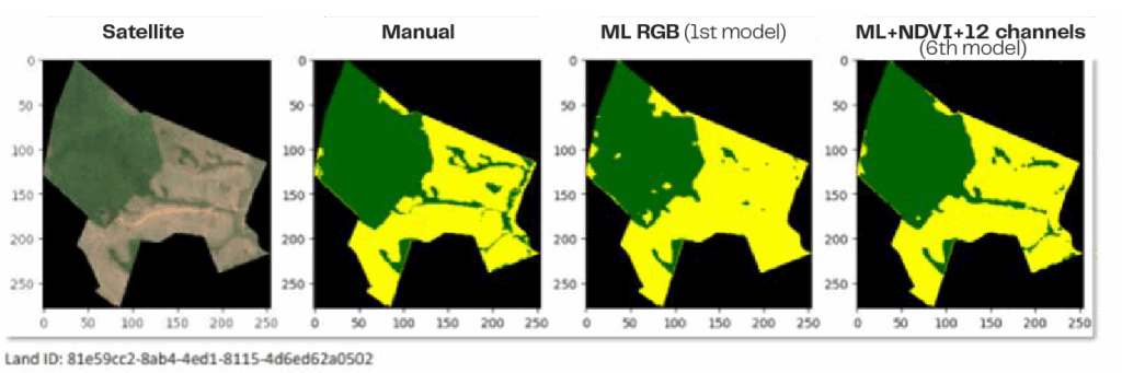 Second example of how the machine learning model works at re.green, comparing the results between the versions.